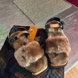 FREE People Faux fur wedge winter sandals